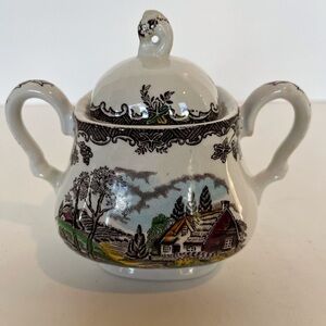 Myott Staffordshire ‘The Brook’ Sugar Bowl with Lid